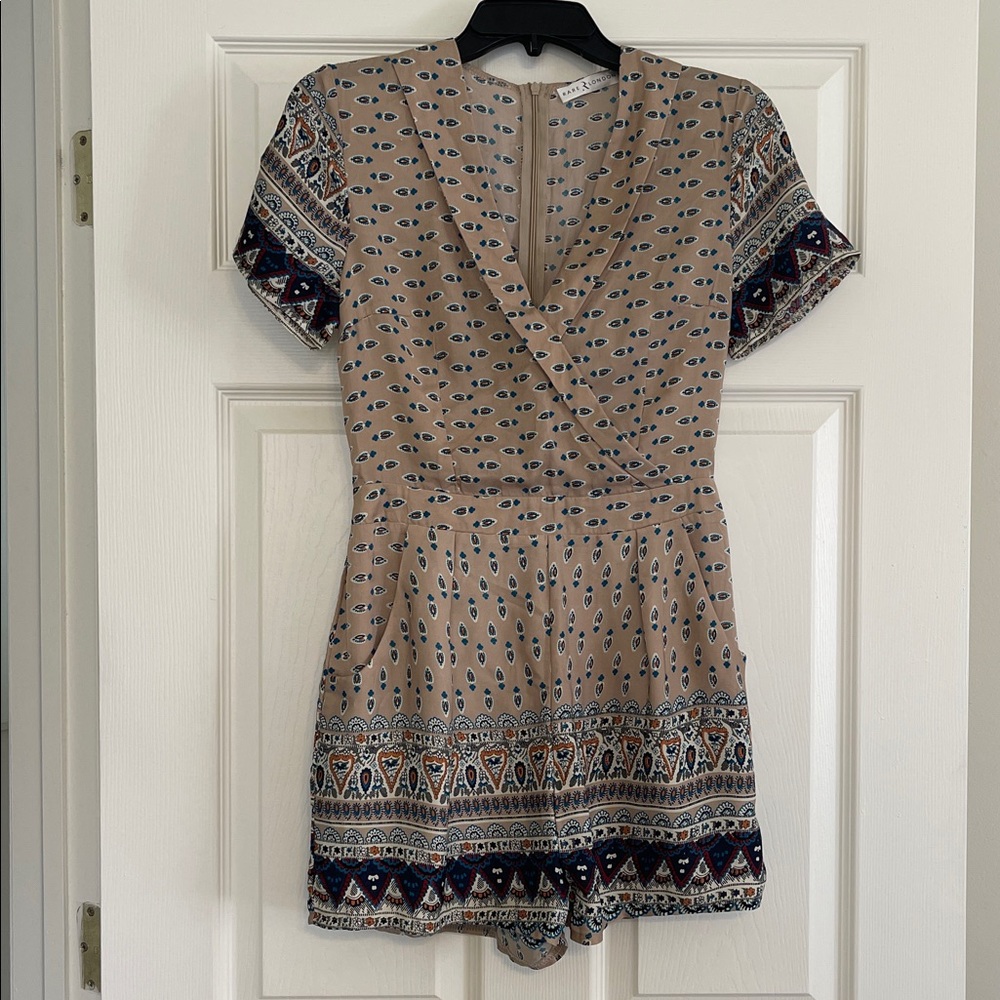 Rare London Tan Patterned Jumpsuit